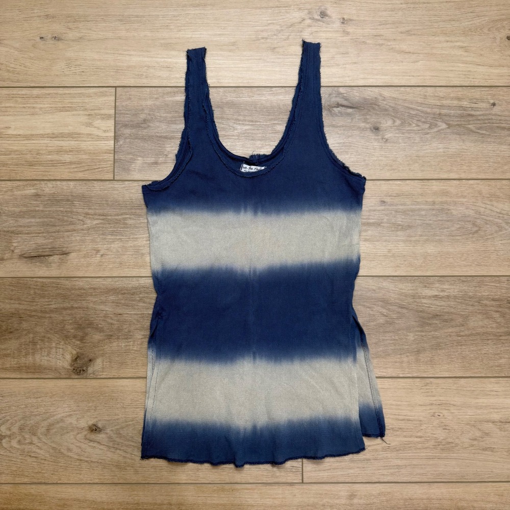 Free People We The Free Joni Maxi Tee Sleeveless Tank Blue Tie Dye‎ Small